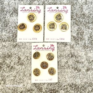 VTG Lansing Lion Crest Gold Buttons 8598  36 7/8" 3 on 1304 8439 30 3/4 5 on 547